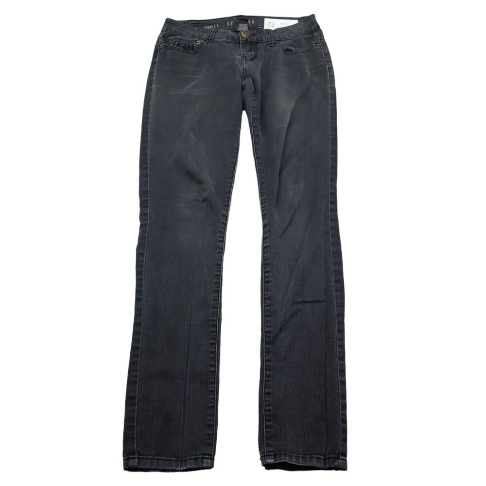 CP Jeans Womens 1 Black Skinny Low Rise Button Zip Charcoal Wash Denim Pants